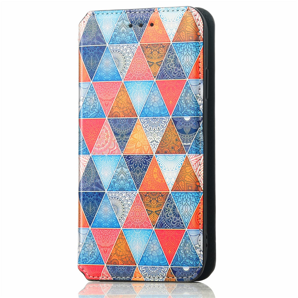 CASENEO 001 Series for Samsung Galaxy S20 5G/4G Pattern Printing Leather Wallet Folio Case, RFID Blocking Magnetic Auto-absorbed Viewing Stand Flip Cover - Rhombus/Mandala-2