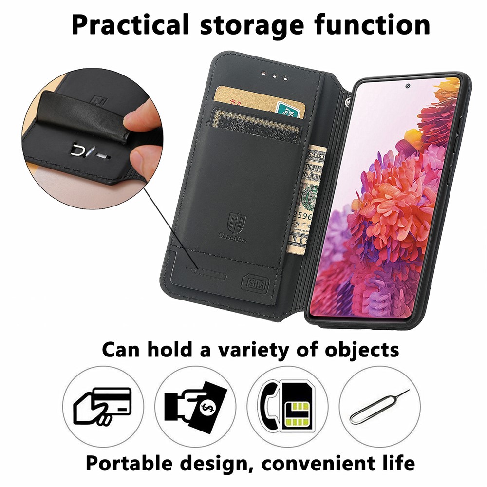 CASENEO 001 Series for Samsung Galaxy S20 5G/4G Pattern Printing Leather Wallet Folio Case, RFID Blocking Magnetic Auto-absorbed Viewing Stand Flip Cover - Rhombus/Mandala-6