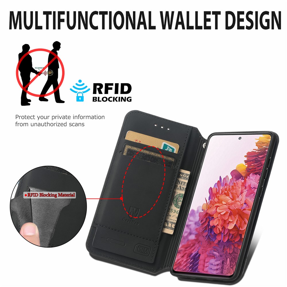 CASENEO 001 Series for Samsung Galaxy S20 5G/4G Pattern Printing Leather Wallet Folio Case, RFID Blocking Magnetic Auto-absorbed Viewing Stand Flip Cover - Rhombus/Mandala-7