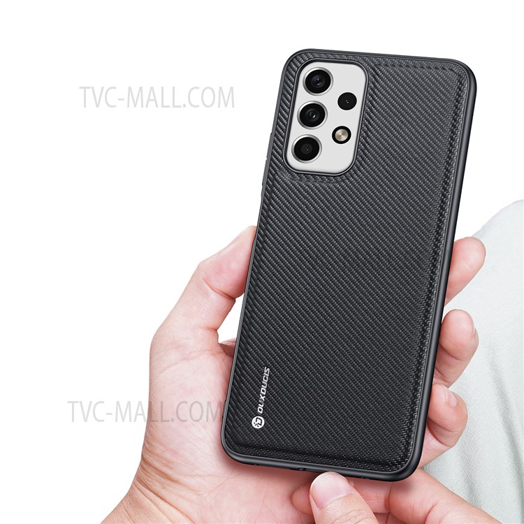 DUX DUCIS FINO Series for Samsung Galaxy A23 5G PU Leather+ PC+TPU+PVC Woven Texture Phone Case Shell - Black-3