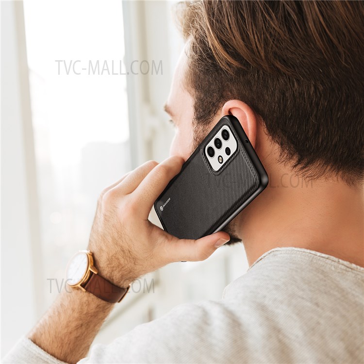 DUX DUCIS FINO Series for Samsung Galaxy A23 5G PU Leather+ PC+TPU+PVC Woven Texture Phone Case Shell - Black-6
