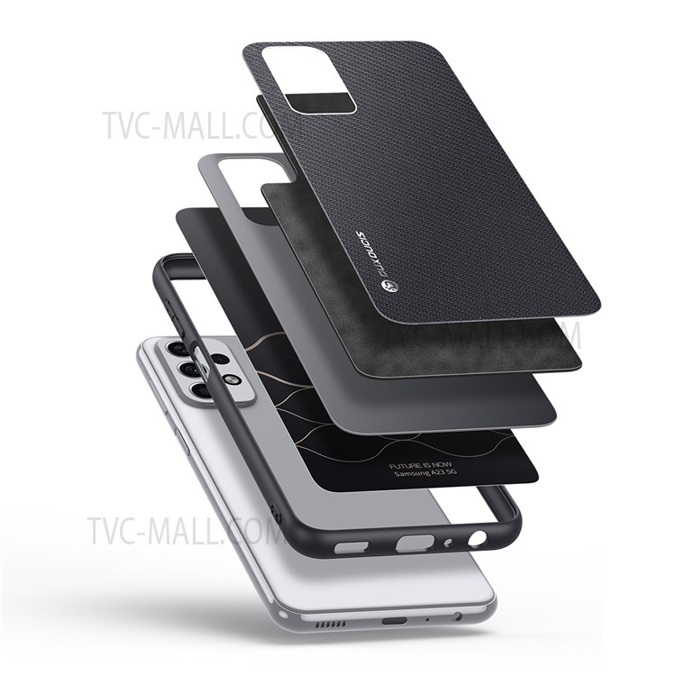 DUX DUCIS FINO Series for Samsung Galaxy A23 5G PU Leather+ PC+TPU+PVC Woven Texture Phone Case Shell - Black-8