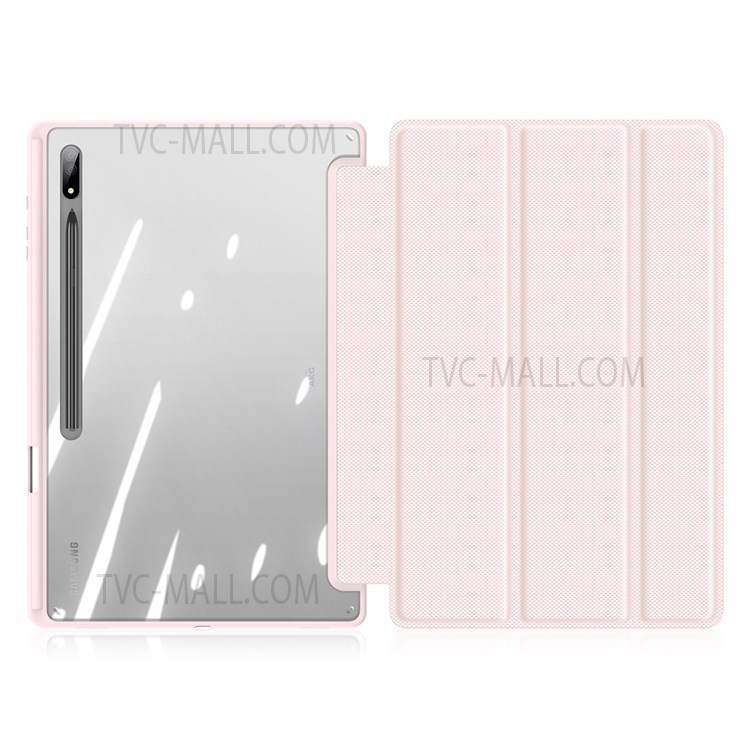 DUX DUCIS TOBY Series for Samsung Galaxy Tab S8 Ultra Tri-fold Stand PU Leather Well-protected Tablet Case - Pink-5