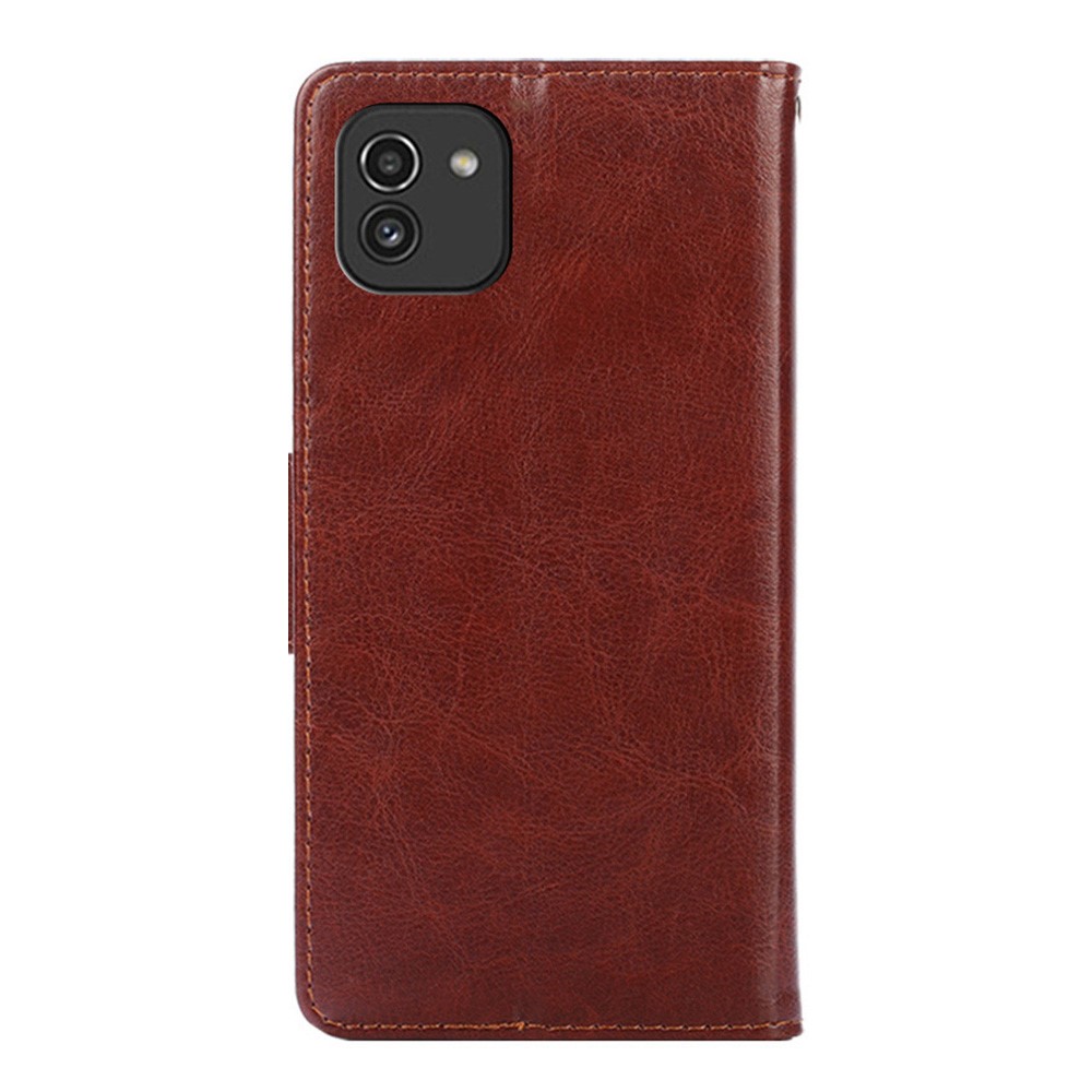 For Samsung Galaxy A03 (166.5 x 75.98 x 9.14mm) (EU Version) Magnetic Clasp Mobile Phone Case PU Leather Full-Protection Cover with Wallet Stand - Brown-3