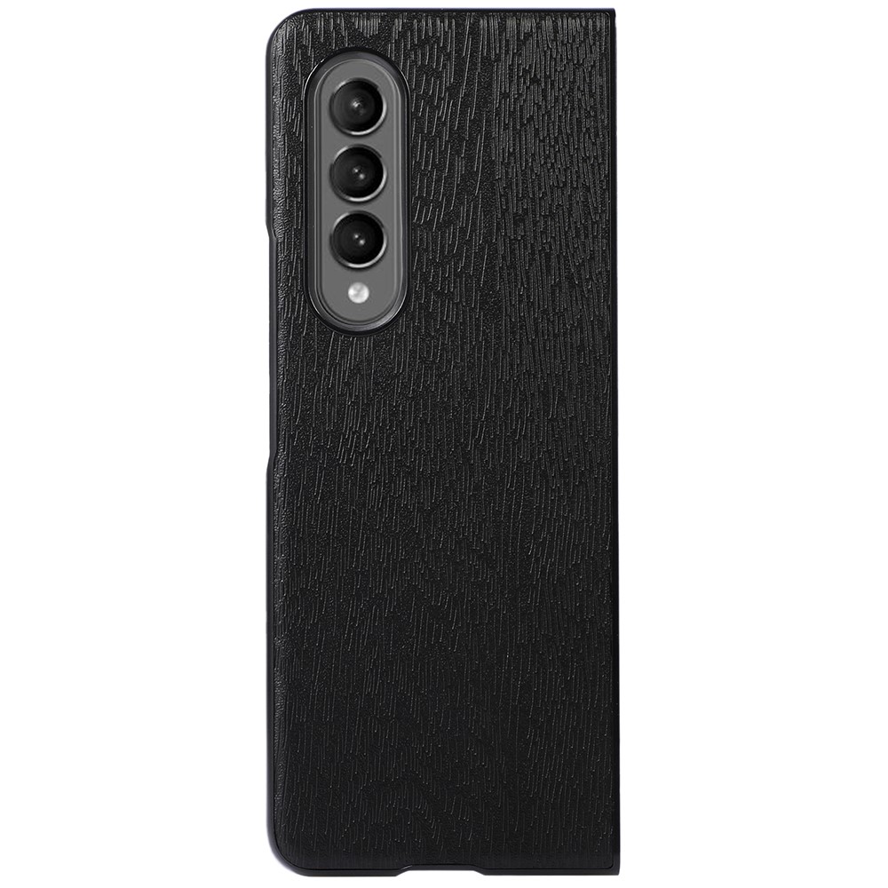 For Samsung Galaxy Z Fold3 5G Phone Case Shockproof PU Leather Wood Texture Inner PC + TPU Phone Cover - Black-2