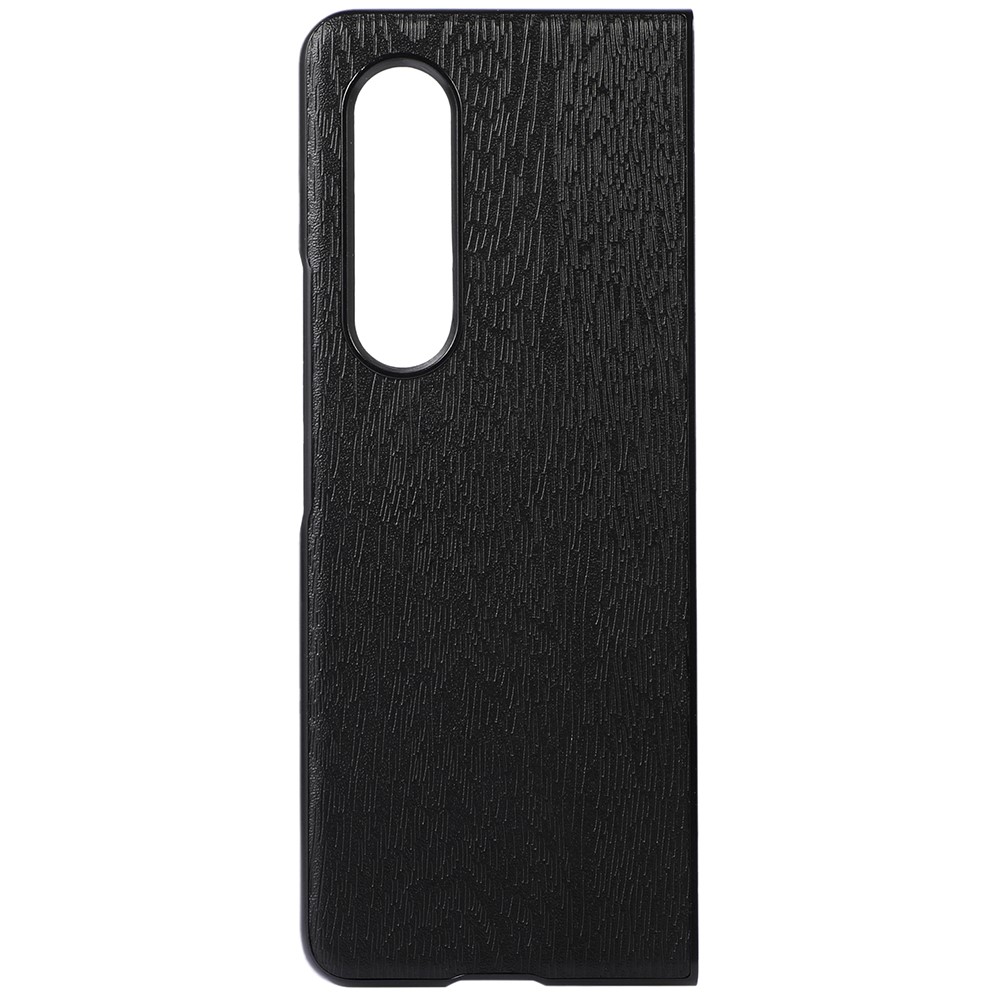 For Samsung Galaxy Z Fold3 5G Phone Case Shockproof PU Leather Wood Texture Inner PC + TPU Phone Cover - Black-3