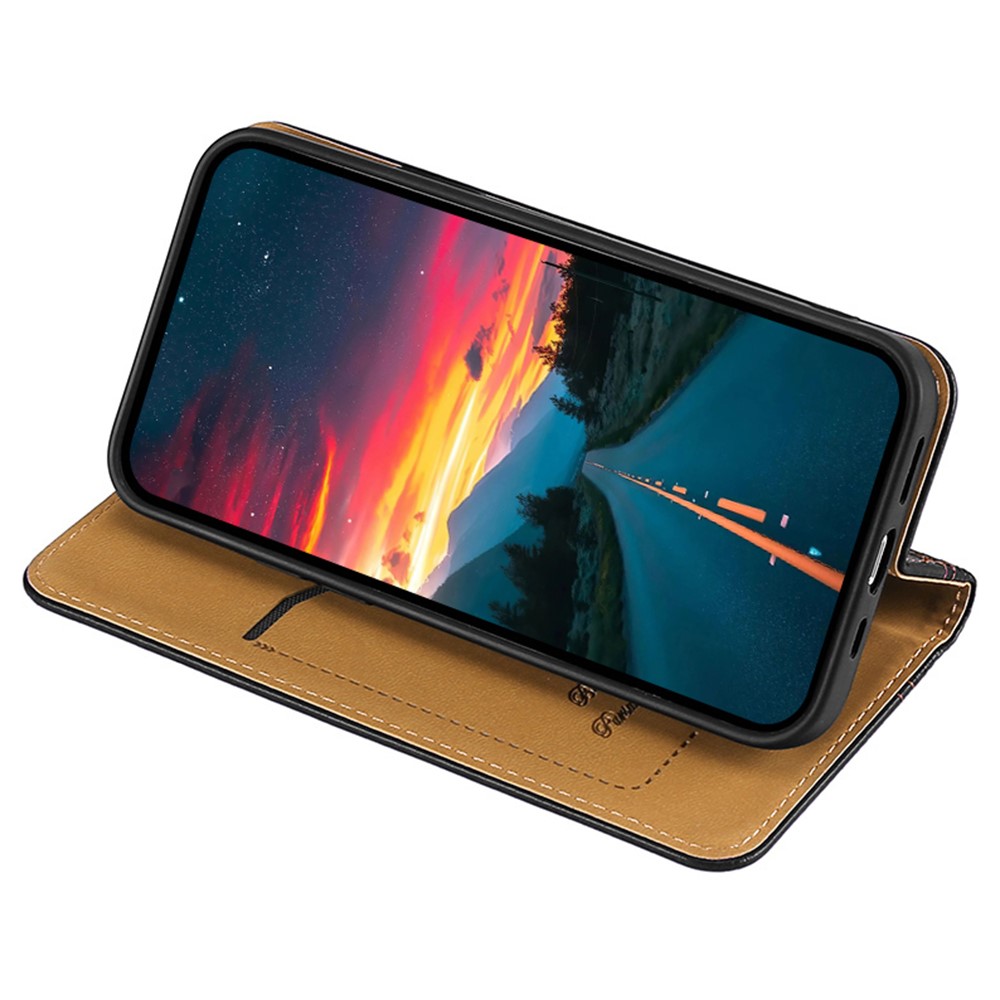 For Samsung Galaxy A23 5G Plaid Pattern PU Leather Flip Phone Case Stand Function Auto Closing Magnetic Protective Cover with Card Holder - Black-5