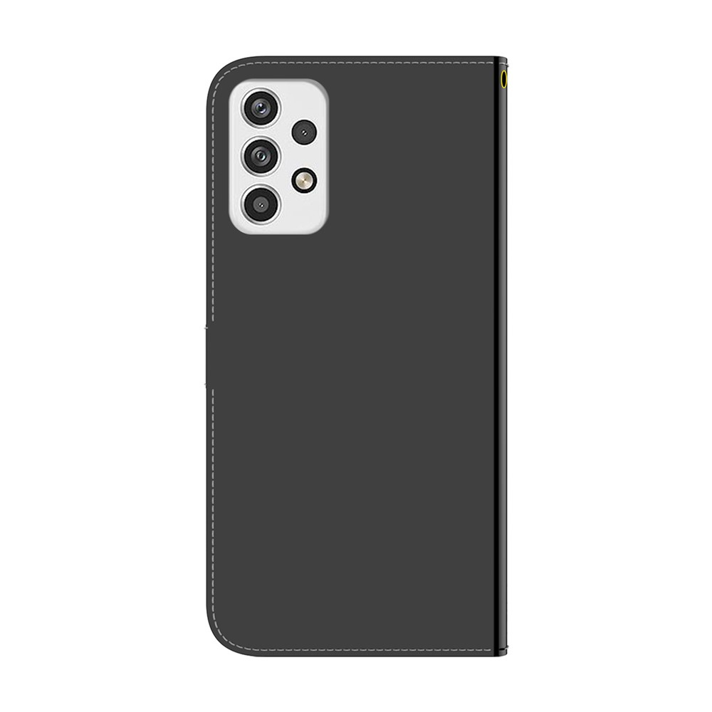 For Samsung Galaxy A23 5G Book Style Mirror-imitated Surface Phone Case PU Leather Flip Folio Wallet Stand Magnetic Clasp Protective Cover with Strap - Black-3