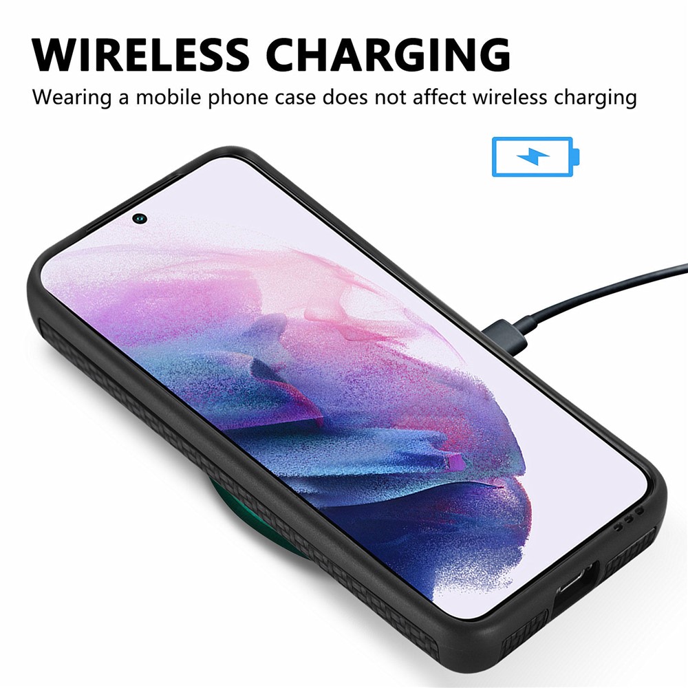 For Samsung Galaxy S21 FE 5G Fiber Texture Phone Cover PU Leather Coated Anti-fingerprint PVC + Soft TPU Protective Case - Black-10