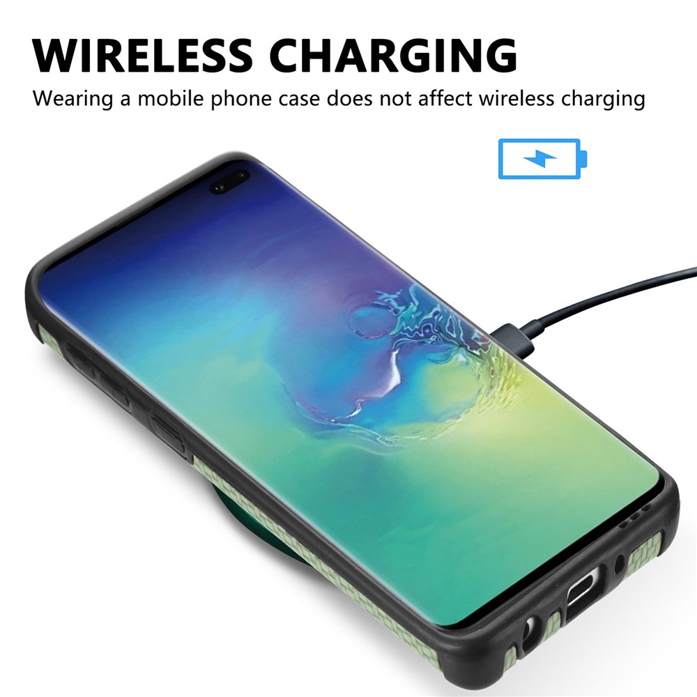 For Samsung Galaxy S10 4G PU Leather Coated Fiber Texture Phone Case PVC + Soft TPU Back Cover - Green-10