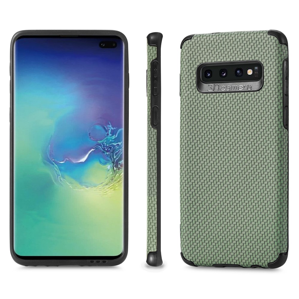 For Samsung Galaxy S10 4G PU Leather Coated Fiber Texture Phone Case PVC + Soft TPU Back Cover - Green-2