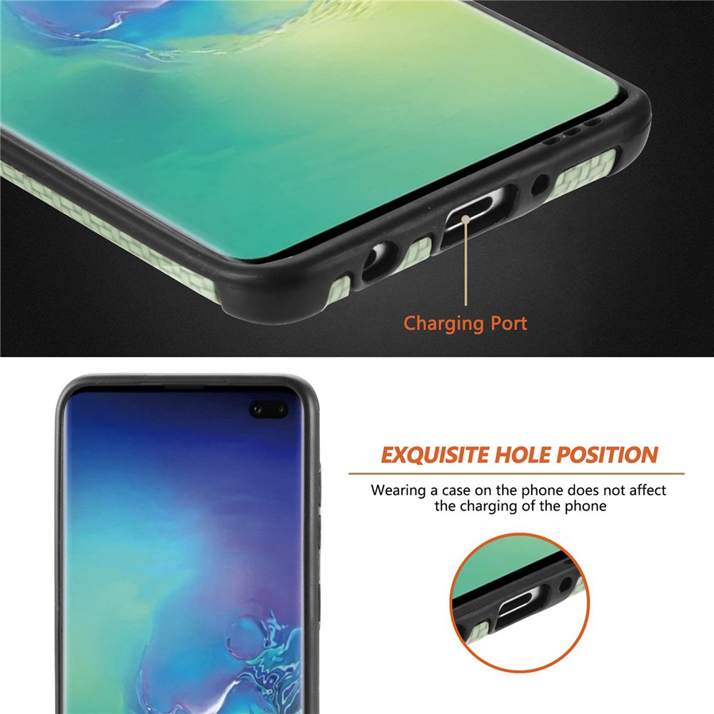 For Samsung Galaxy S10 4G PU Leather Coated Fiber Texture Phone Case PVC + Soft TPU Back Cover - Green-5