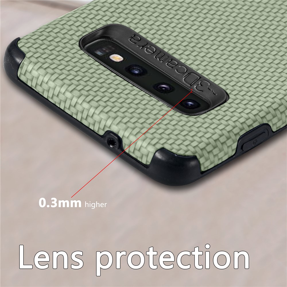 For Samsung Galaxy S10 4G PU Leather Coated Fiber Texture Phone Case PVC + Soft TPU Back Cover - Green-7