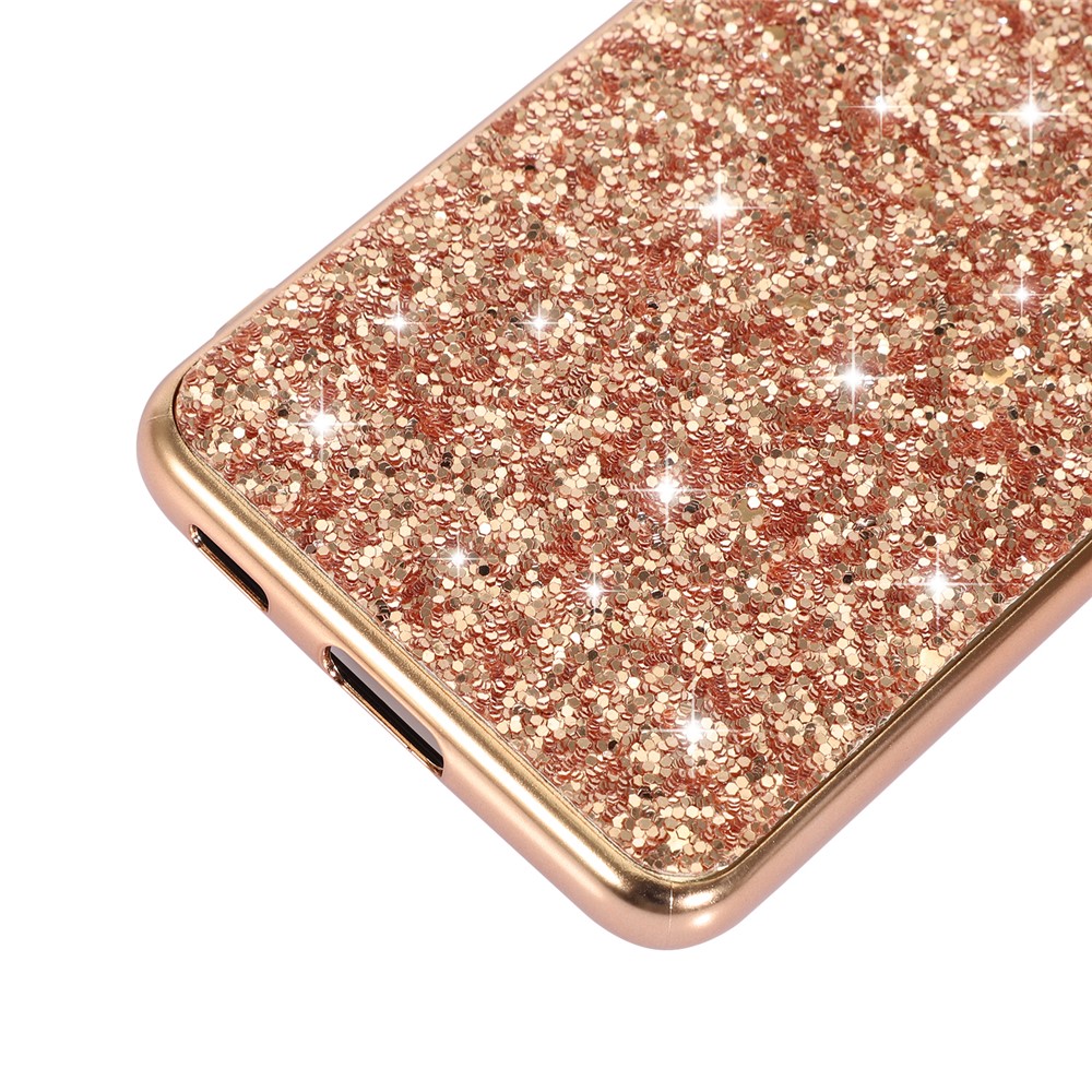 For Samsung Galaxy S22+ 5G Glitter Sequins Case Electroplating TPU Frame + Hard PC Back Dual Layer Hybrid Cover - Rose Gold-4