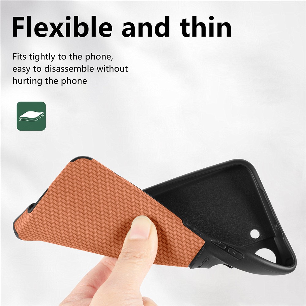 For Samsung Galaxy S22+ 5G Mobile Phone Cover Fiber Texture PU Leather Coated TPU + PVC Protective Case - Brown-9