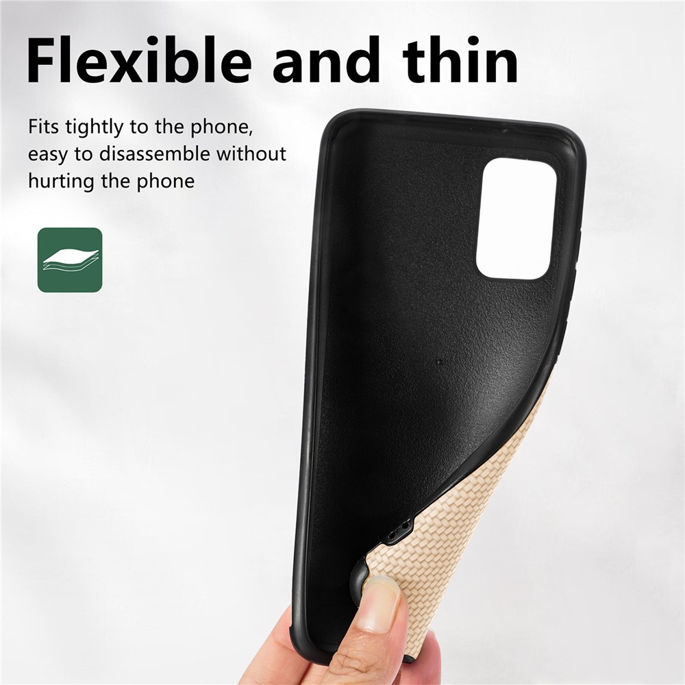For Samsung Galaxy S20 Plus 5G/4G Cell Phone Cover Fiber Texture PU Leather Coated TPU + PVC Anti-fingerprint Protective Case - Khaki-9