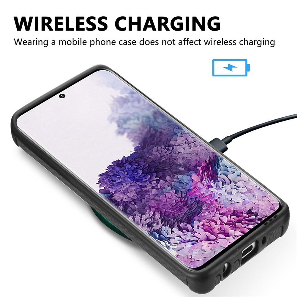 For Samsung Galaxy S20 4G/5G PU Leather Coated Flexible TPU + PVC Phone Back Case Fiber Texture Anti-fingerprint Cover - Black-10