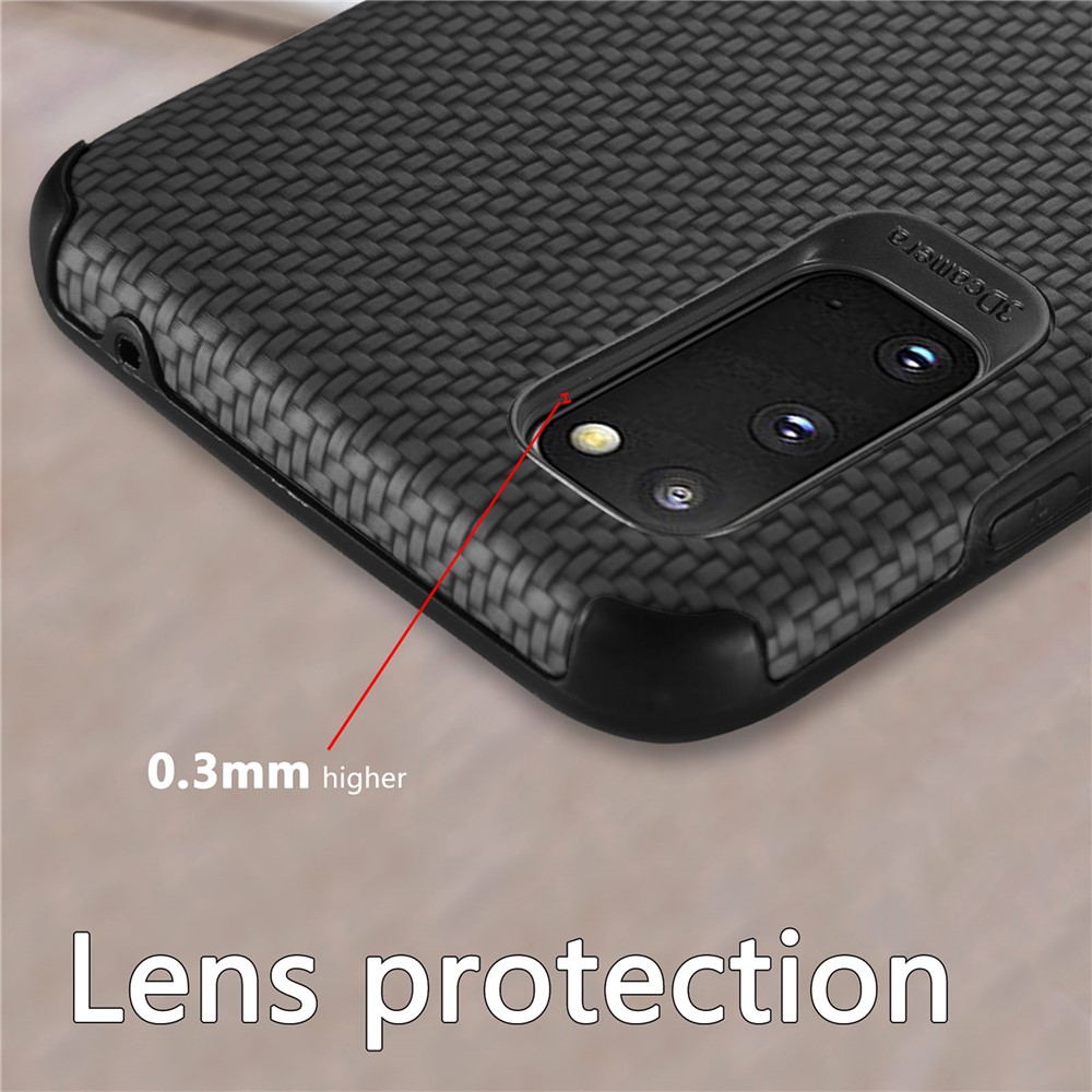 For Samsung Galaxy S20 4G/5G PU Leather Coated Flexible TPU + PVC Phone Back Case Fiber Texture Anti-fingerprint Cover - Black-7