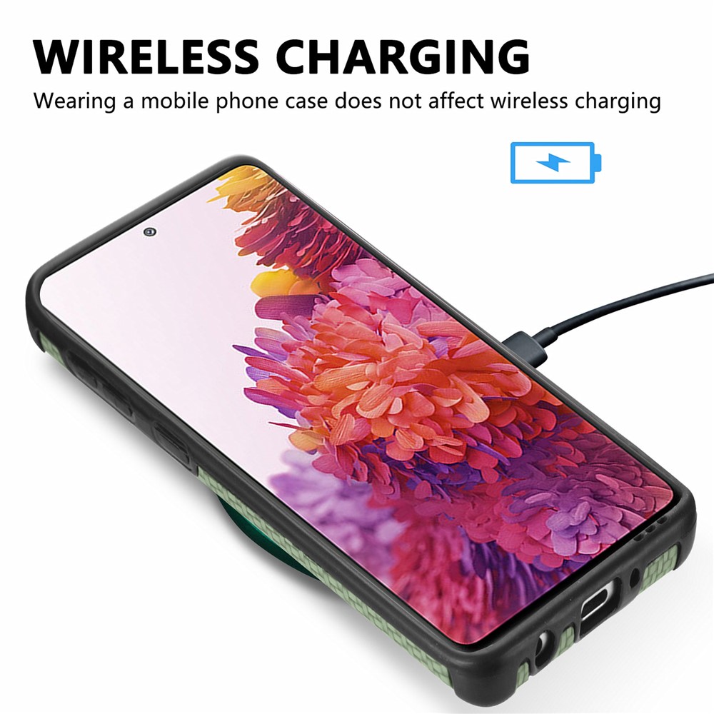 For Samsung Galaxy S20 FE 4G/FE 5G/S20 Lite Fiber Texture Anti-scratch Protective Cover PU Leather Coated TPU + PVC Phone Back Case - Green-10