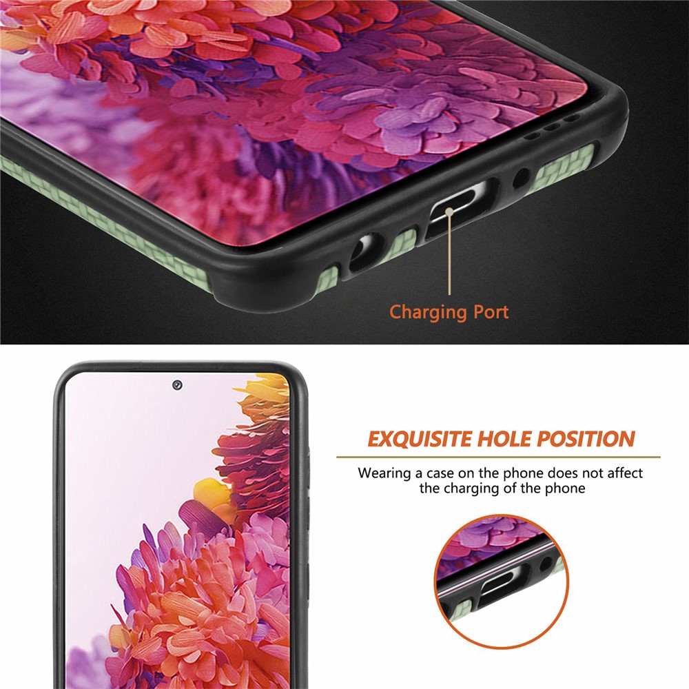 For Samsung Galaxy S20 FE 4G/FE 5G/S20 Lite Fiber Texture Anti-scratch Protective Cover PU Leather Coated TPU + PVC Phone Back Case - Green-5