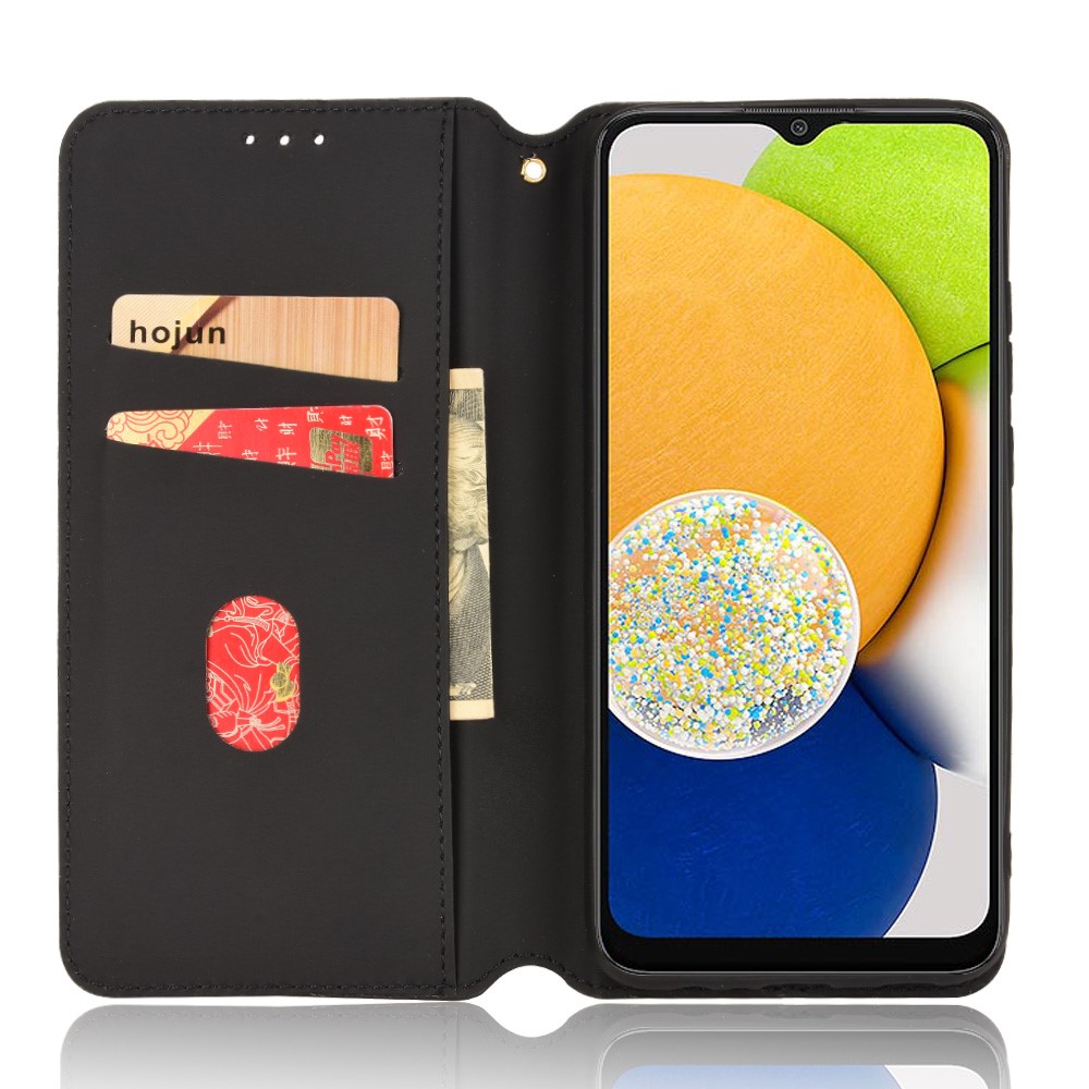 For Samsung Galaxy A03 (164.2 x 75.9 x 9.1mm) (Global Version) Rhombus Imprinted Magnetic Auto-closing Full-Protection Phone Cover PU Leather Stand Wallet Protective Shell - Silver-4