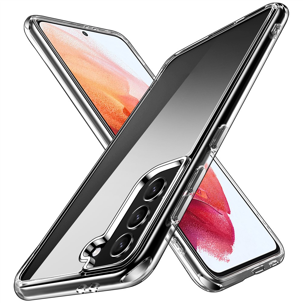 Electroplating Transparent Clear Hybrid Phone Cover for Samsung Galaxy S21+ 5G, Thickened Corners TPU + PC Mobile Phone Accessory-1