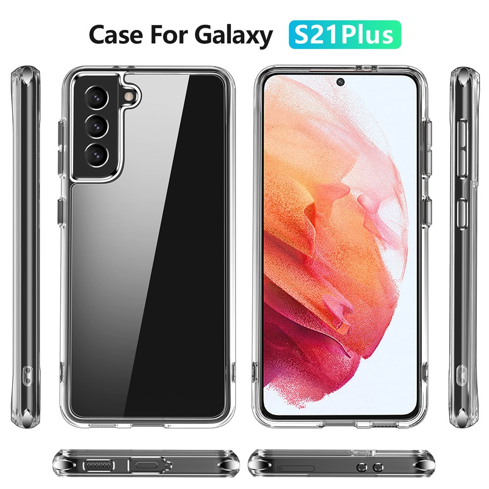 Electroplating Transparent Clear Hybrid Phone Cover for Samsung Galaxy S21+ 5G, Thickened Corners TPU + PC Mobile Phone Accessory-11