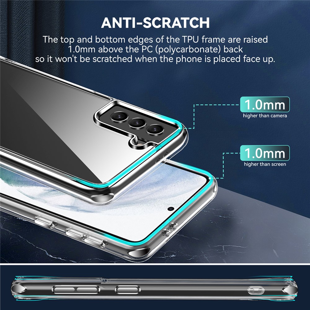 Electroplating Transparent Clear Hybrid Phone Cover for Samsung Galaxy S21+ 5G, Thickened Corners TPU + PC Mobile Phone Accessory-3