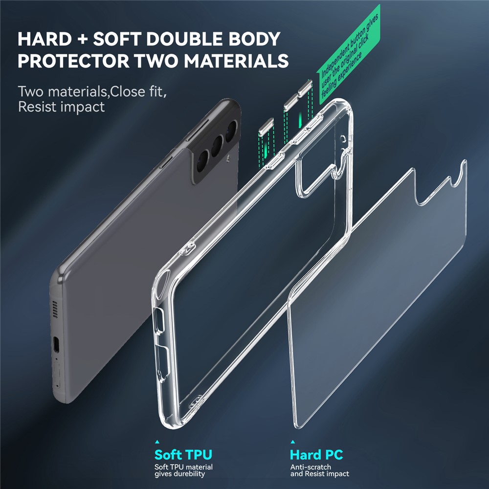 Electroplating Transparent Clear Hybrid Phone Cover for Samsung Galaxy S21+ 5G, Thickened Corners TPU + PC Mobile Phone Accessory-7