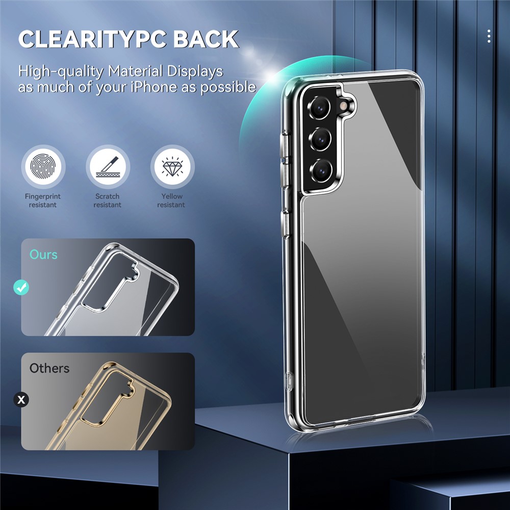 Electroplating Transparent Clear Hybrid Phone Cover for Samsung Galaxy S21+ 5G, Thickened Corners TPU + PC Mobile Phone Accessory-8