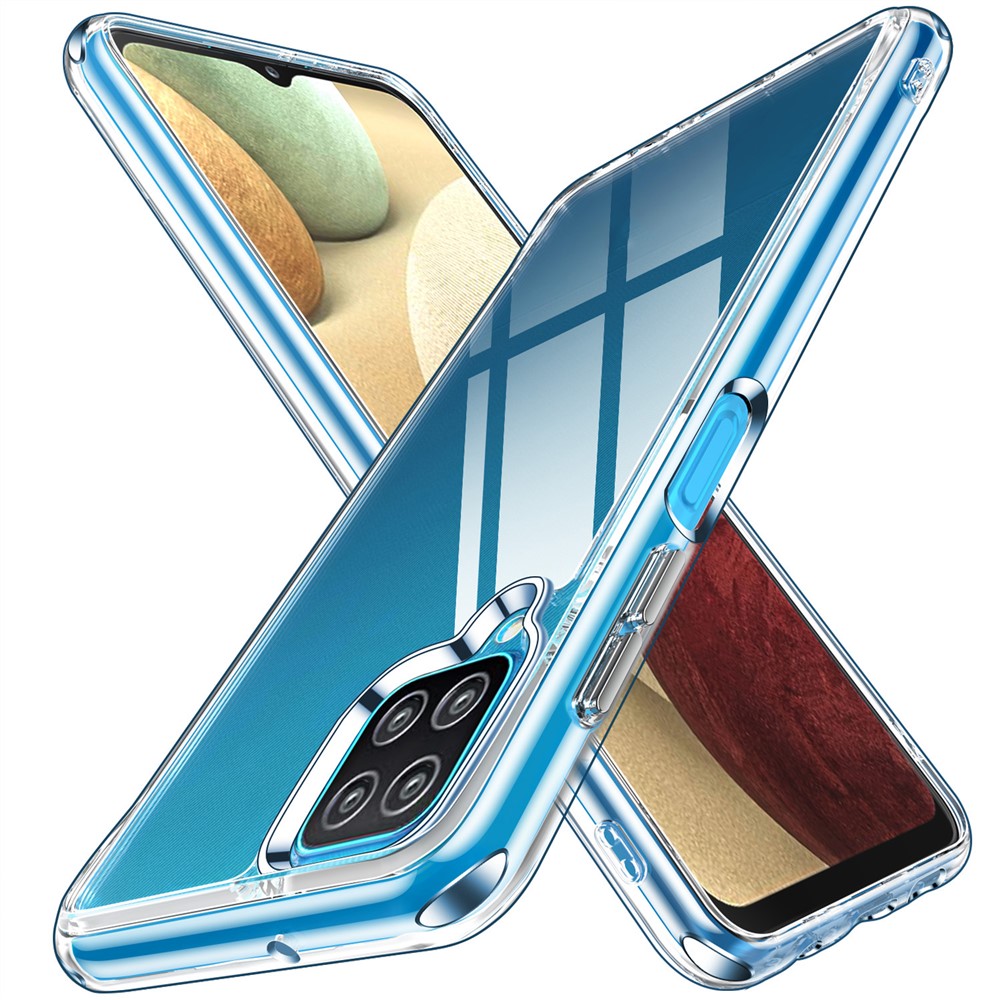 Electroplating Crystal Clear Hybrid Phone Cover for Samsung Galaxy A12, TPU + PC Mobile Phone Accessory-1