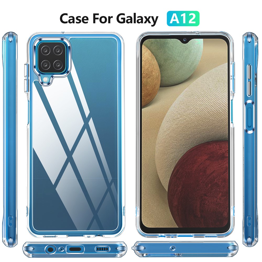 Electroplating Crystal Clear Hybrid Phone Cover for Samsung Galaxy A12, TPU + PC Mobile Phone Accessory-11