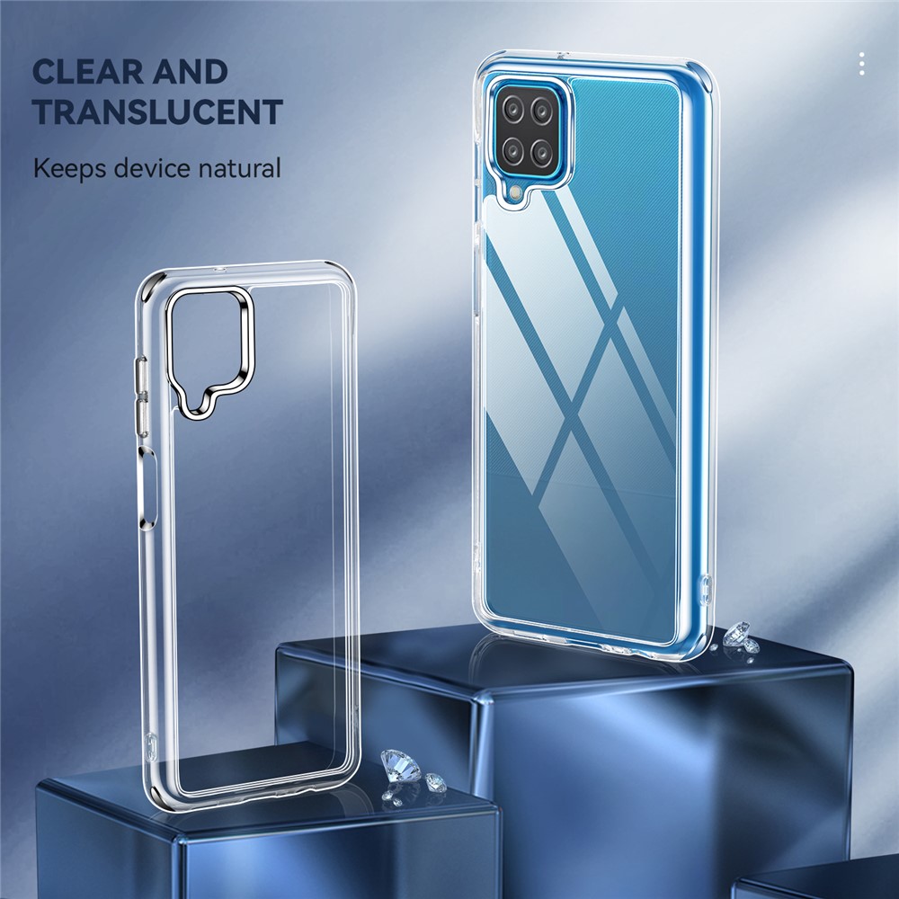 Electroplating Crystal Clear Hybrid Phone Cover for Samsung Galaxy A12, TPU + PC Mobile Phone Accessory-2