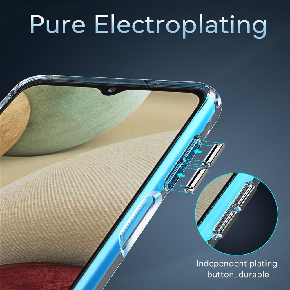 Electroplating Crystal Clear Hybrid Phone Cover for Samsung Galaxy A12, TPU + PC Mobile Phone Accessory-9