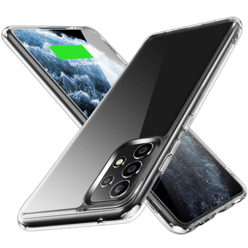 Crystal Clear TPU + PC Hybrid Phone Cover for Samsung Galaxy A72 4G/5G Electroplating Side Buttons Design Phone Accessory-1