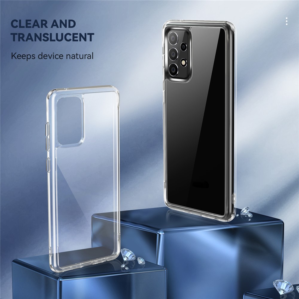 Crystal Clear TPU + PC Hybrid Phone Cover for Samsung Galaxy A72 4G/5G Electroplating Side Buttons Design Phone Accessory-2