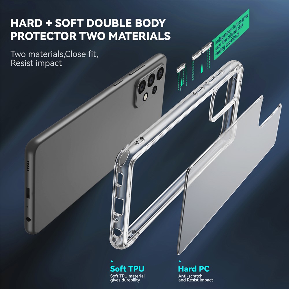 Crystal Clear TPU + PC Hybrid Phone Cover for Samsung Galaxy A72 4G/5G Electroplating Side Buttons Design Phone Accessory-3