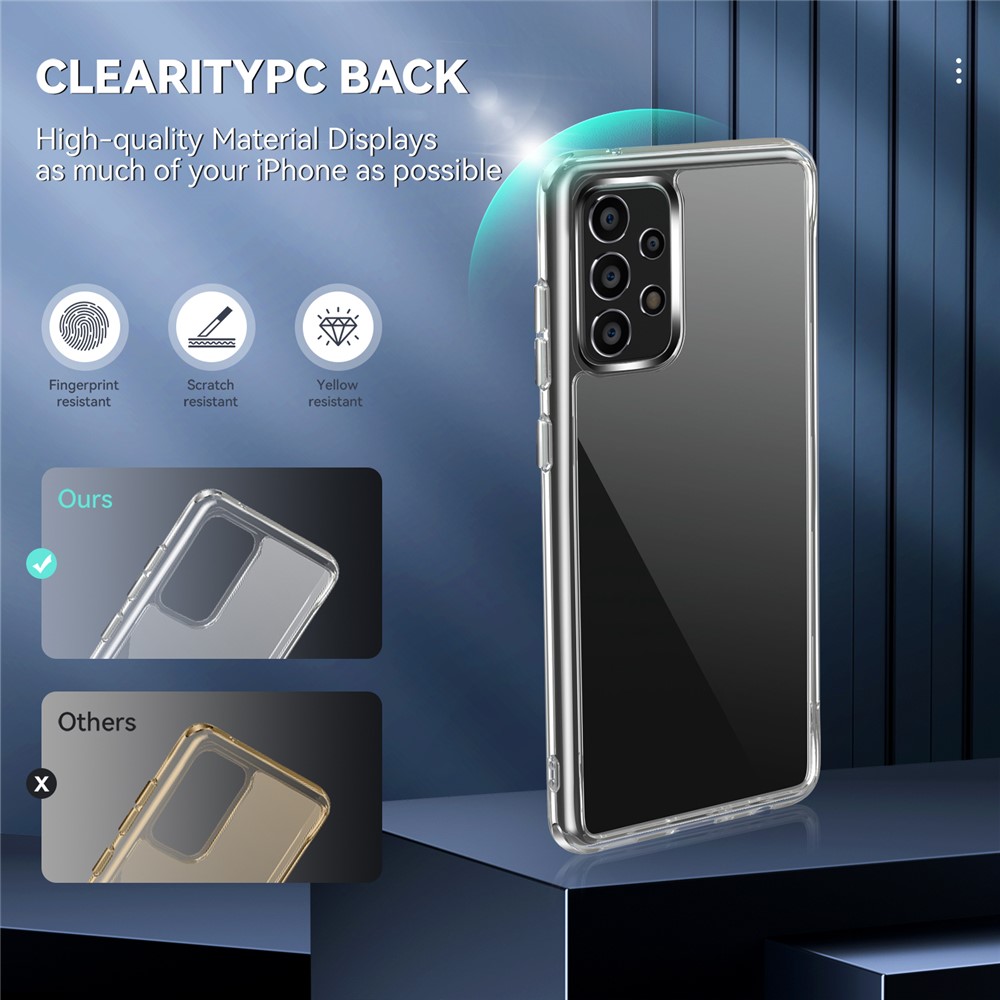 Crystal Clear TPU + PC Hybrid Phone Cover for Samsung Galaxy A72 4G/5G Electroplating Side Buttons Design Phone Accessory-7