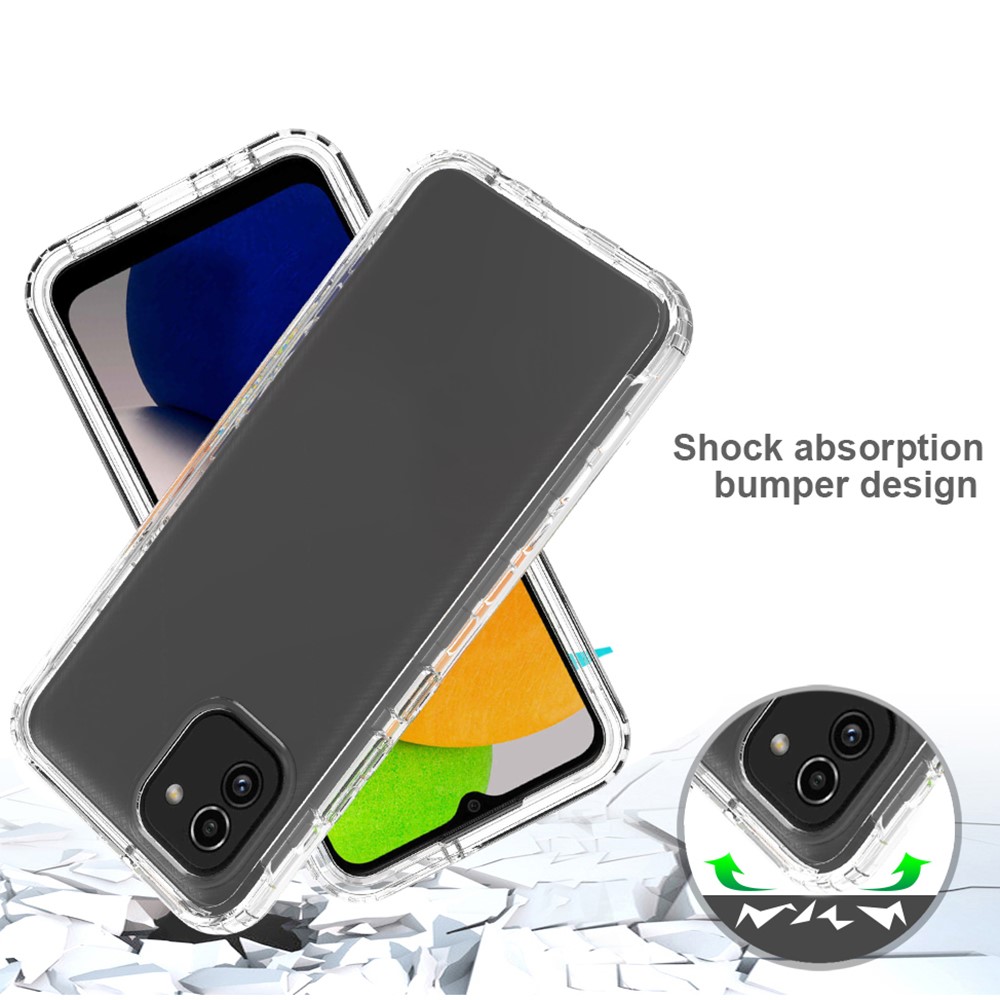 For Samsung Galaxy A03 (166.5 x 75.98 x 9.14mm) Soft TPU + Hard PC Shockproof Case Transparent Gradient Color Phone Cover - Transparent-3