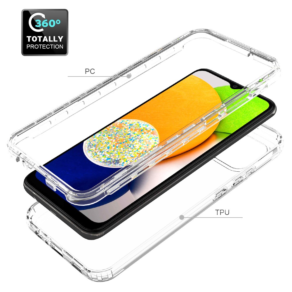 For Samsung Galaxy A03 (166.5 x 75.98 x 9.14mm) Soft TPU + Hard PC Shockproof Case Transparent Gradient Color Phone Cover - Transparent-4