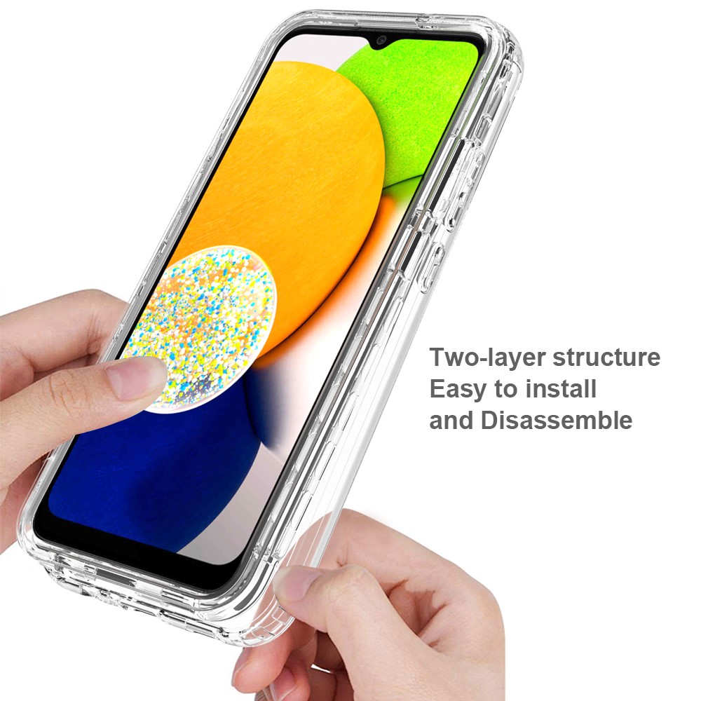 For Samsung Galaxy A03 (166.5 x 75.98 x 9.14mm) Soft TPU + Hard PC Shockproof Case Transparent Gradient Color Phone Cover - Transparent-5