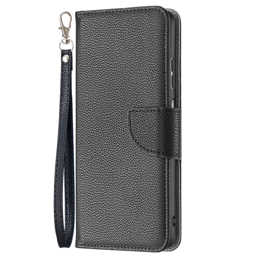 For Samsung Galaxy A23 5G Litchi Texture Scratch Resistant PU Leather Wallet Case Solid Color Stand Mobile Phone Cover - Black-2