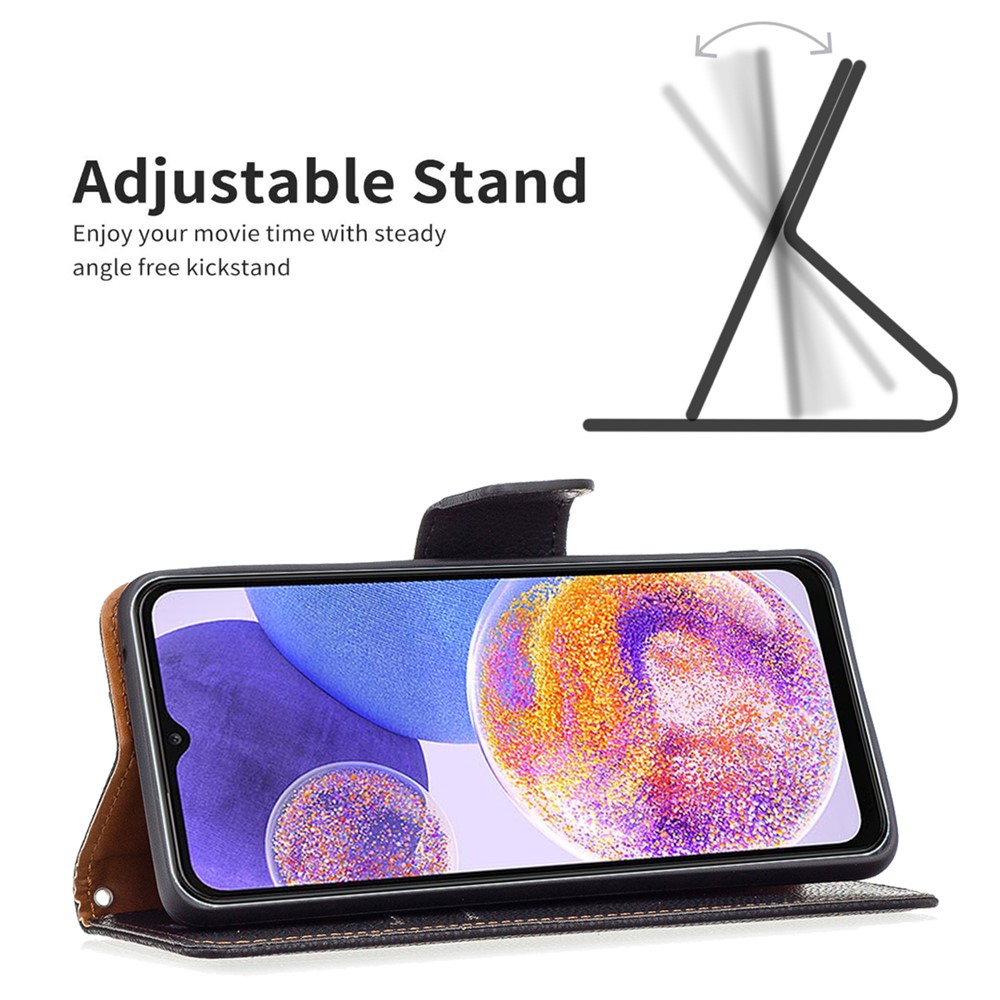 For Samsung Galaxy A23 5G Litchi Texture Scratch Resistant PU Leather Wallet Case Solid Color Stand Mobile Phone Cover - Black-4