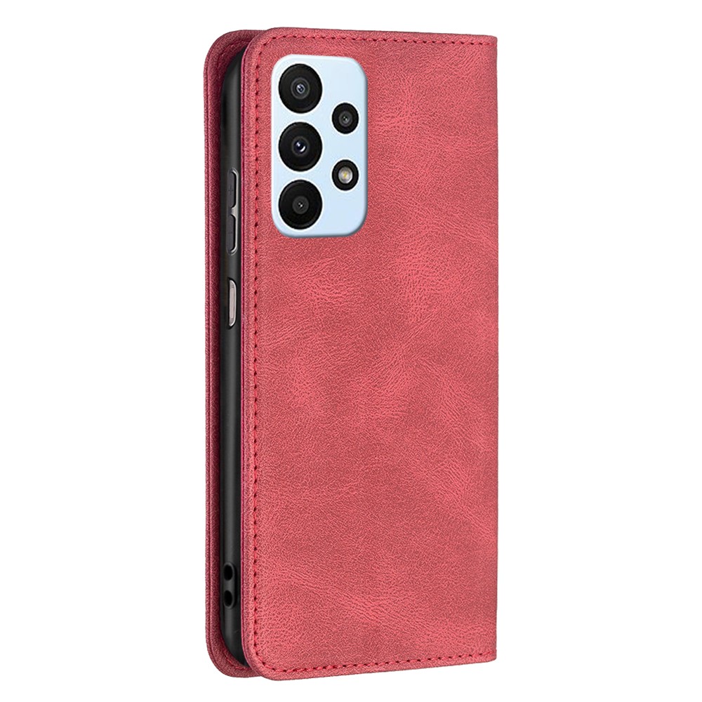 BINFEN COLOR BF08 for Samsung Galaxy A23 5G PU Leather+TPU Dual-layer Protection RFID Blocking Full Body Coverage Wallet Stand Magnetic Phone Case Cover - Red-3