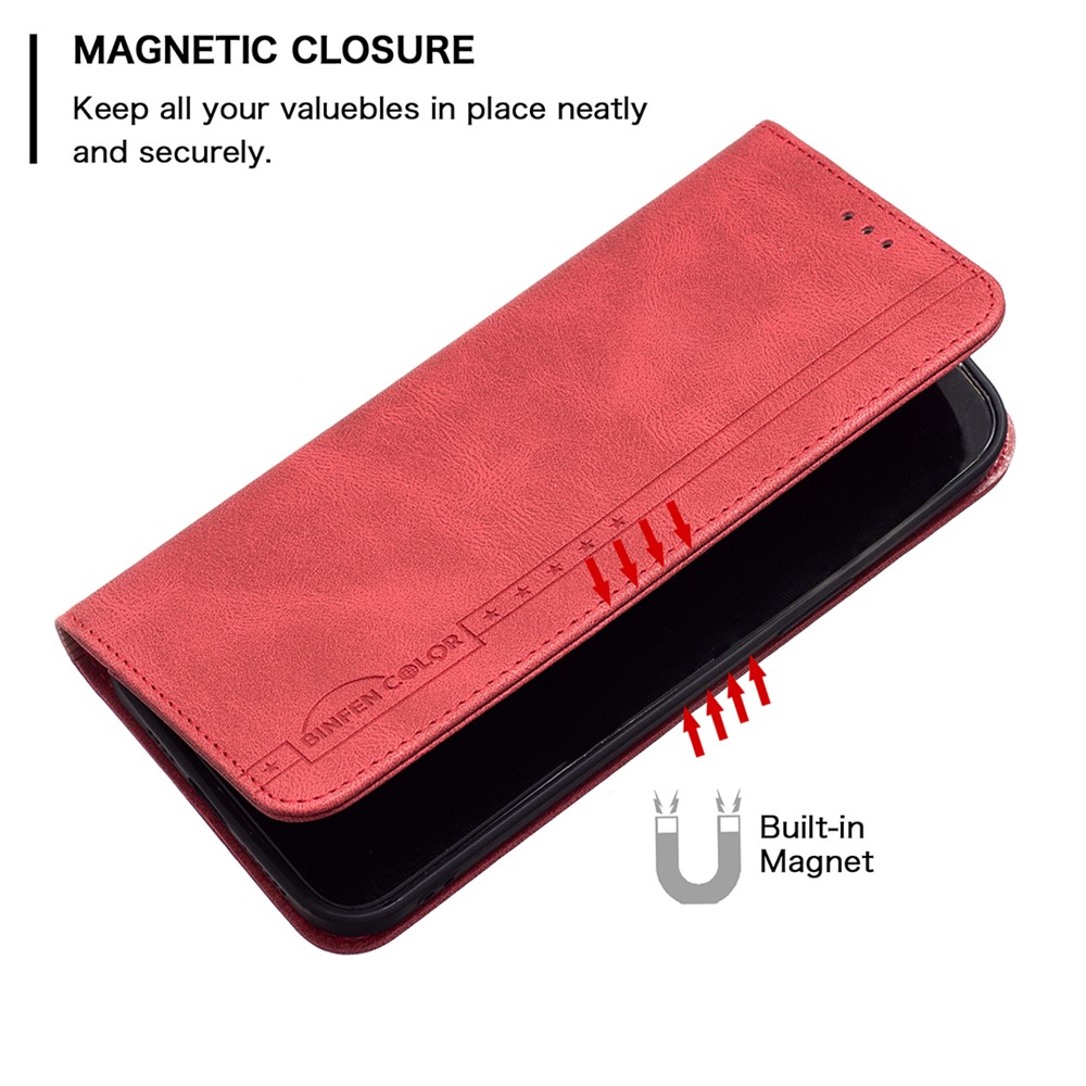 BINFEN COLOR BF08 for Samsung Galaxy A23 5G PU Leather+TPU Dual-layer Protection RFID Blocking Full Body Coverage Wallet Stand Magnetic Phone Case Cover - Red-6