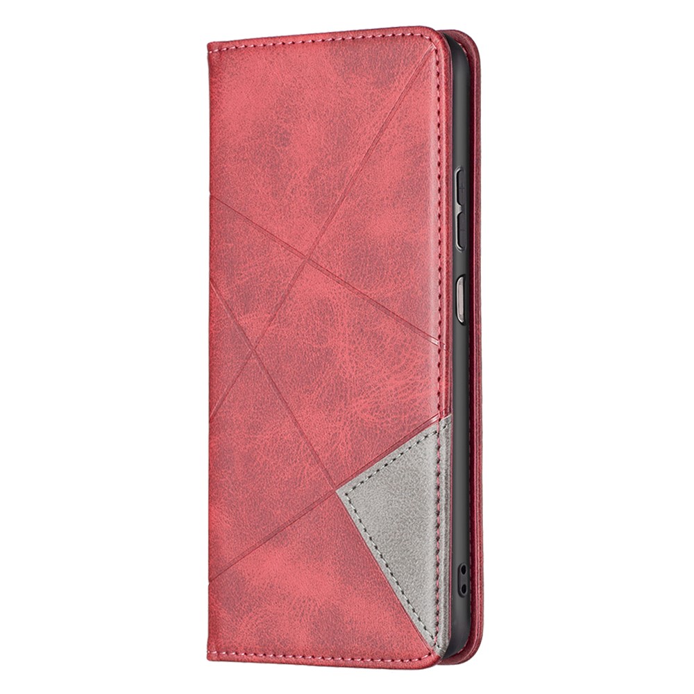 For Samsung Galaxy A23 5G Imprinting Pattern Splicing Design Cover with Card Slots Drop Protection Leather Cell Phone Shell - Red-2