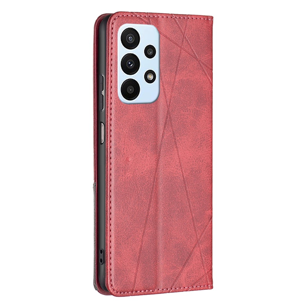 For Samsung Galaxy A23 5G Imprinting Pattern Splicing Design Cover with Card Slots Drop Protection Leather Cell Phone Shell - Red-3