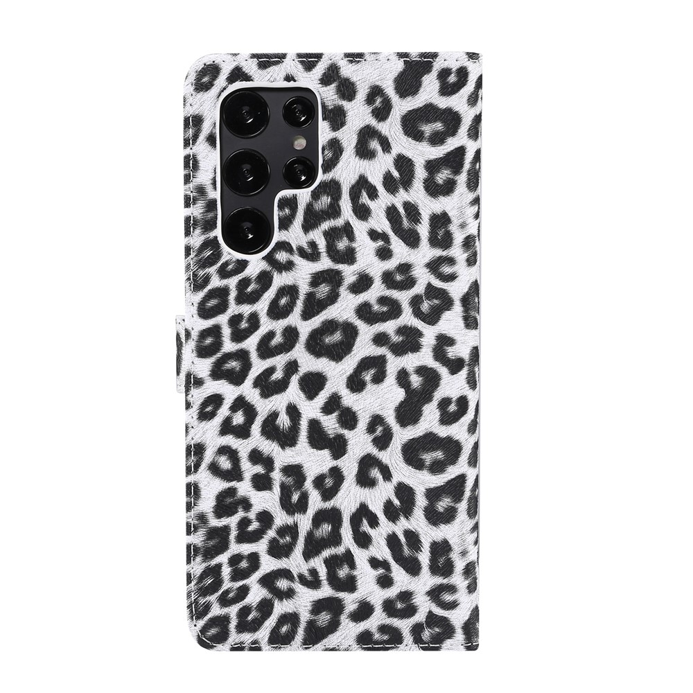 For Samsung Galaxy S22 Ultra 5G Stand Wallet Design Scratch Resistant Leopard Texture Leather Case Phone Protective Cover - White-3