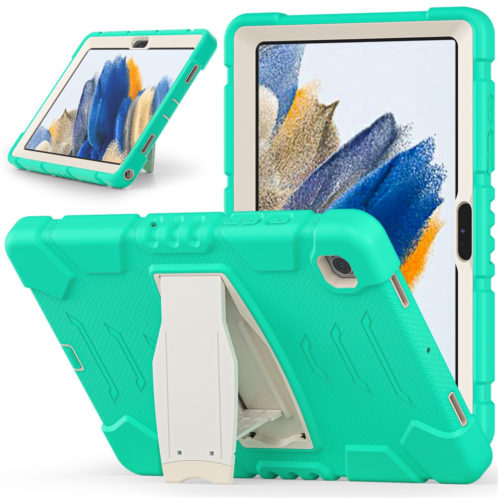 Samsung Galaxy Tab A8 10.5 (2021) X200/205 Kickstand Design PC + Silicone Hybrid Shockproof Anti-scratch Tablet Case Cover - Mint Green-2