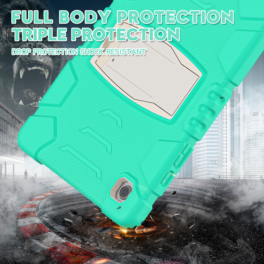 Samsung Galaxy Tab A8 10.5 (2021) X200/205 Kickstand Design PC + Silicone Hybrid Shockproof Anti-scratch Tablet Case Cover - Mint Green-3